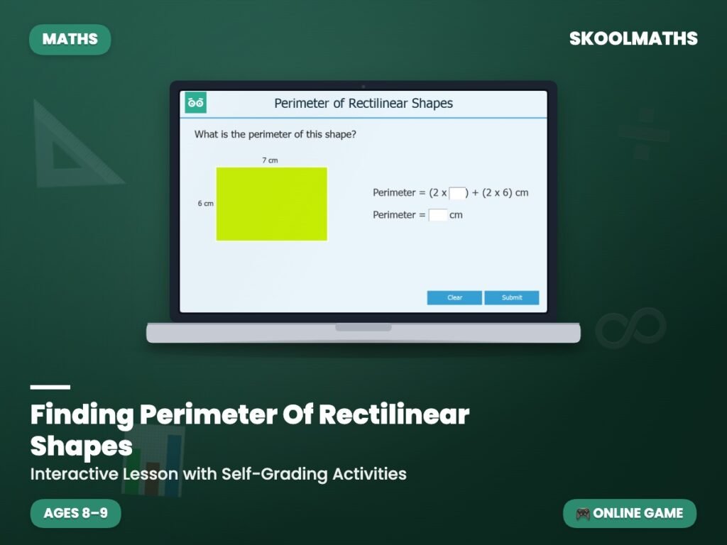 Finding Perimeter Of Rectilinear Shapes: Maths Geometry — Interactive Lesson (Ages 8–9)