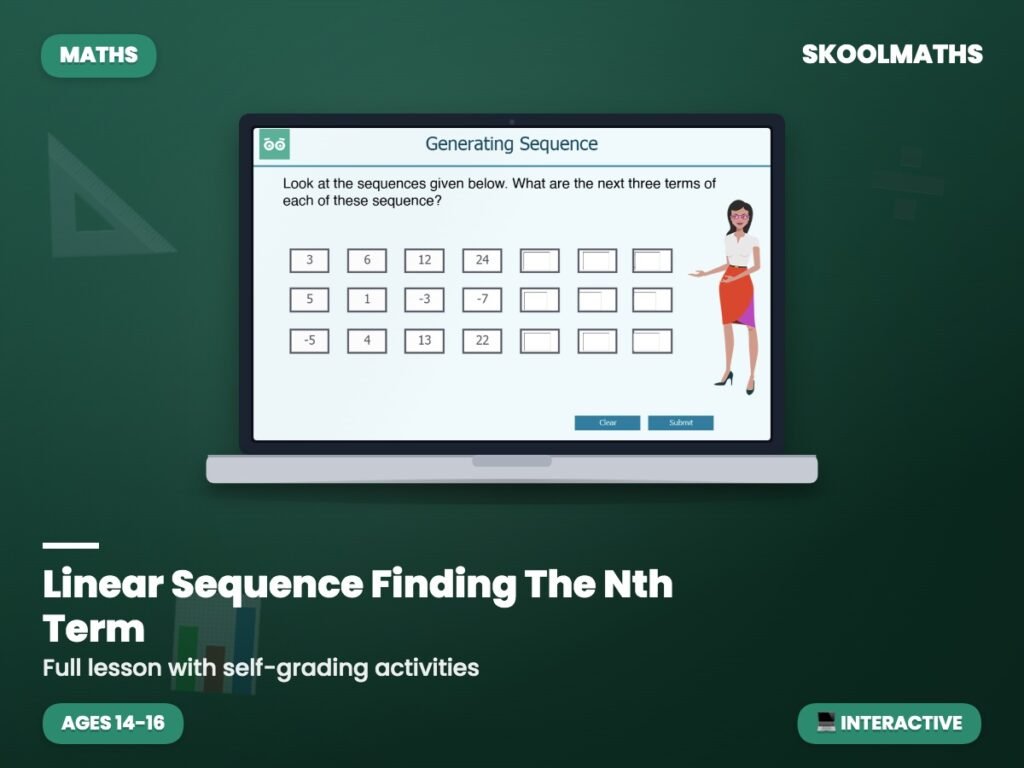 Linear Sequence​ Finding The Nth Term — Interactive Lesson (Ages 13–15)