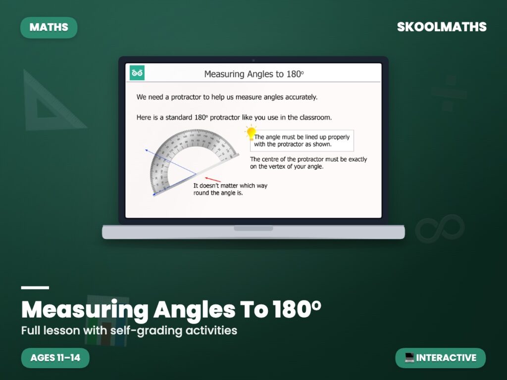 Measuring Angles To 180ᵒ — Interactive Lesson (Ages 11–14)