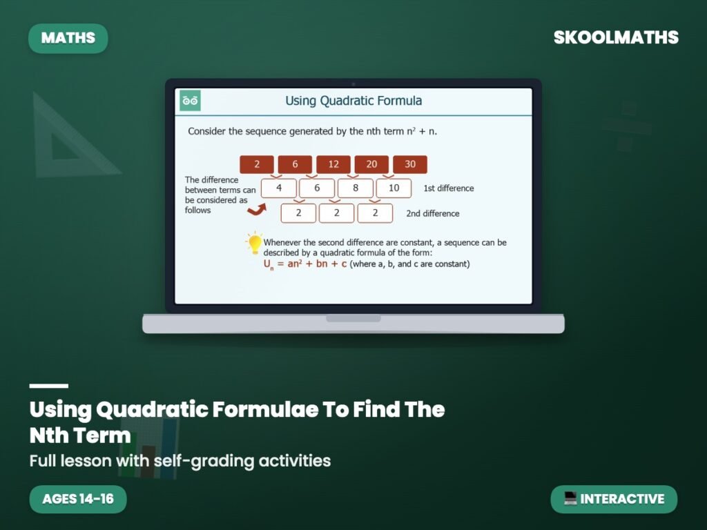 Using Quadratic Formulae To Find The Nth Term — Interactive Lesson (Ages 14–16)