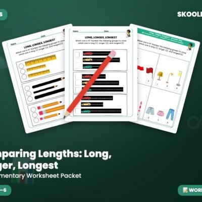 Comparing Lengths: Long, Longer, Longest — Worksheet (Ages 5–6)