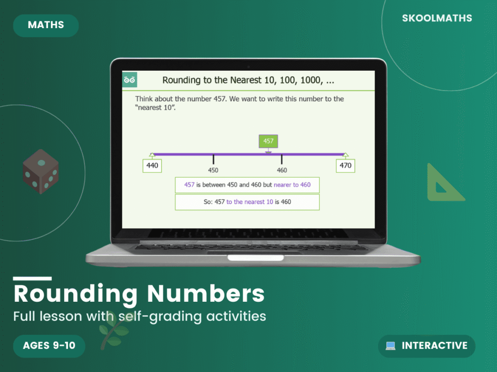 Round Numbers To The Nearest 10, 100 And 1,000 — Interactive Lesson (Ages 9–10)