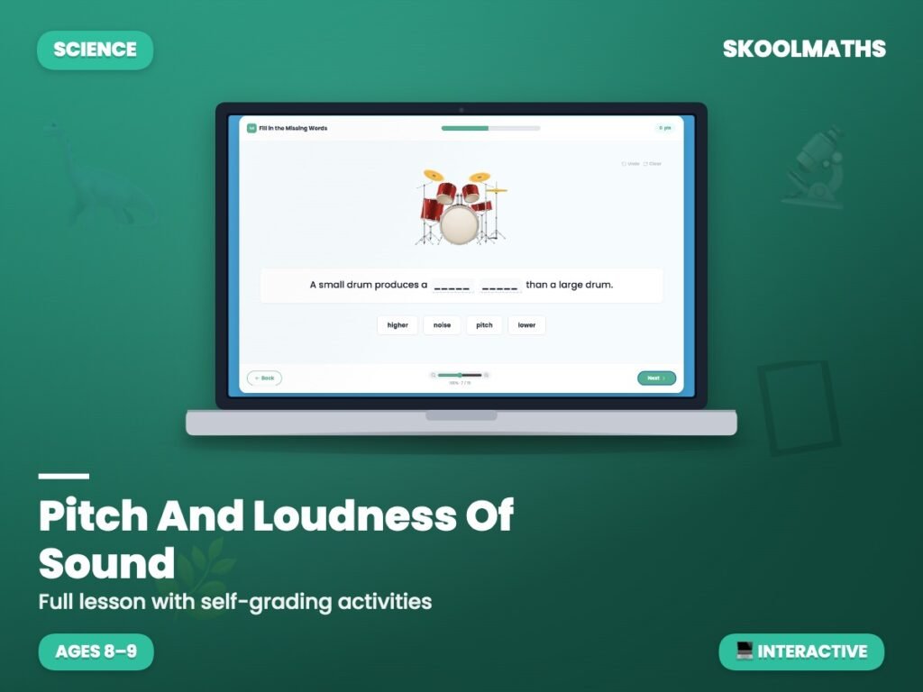 Pitch And Loudness Of Sound — Interactive Lesson (Ages 8–9)