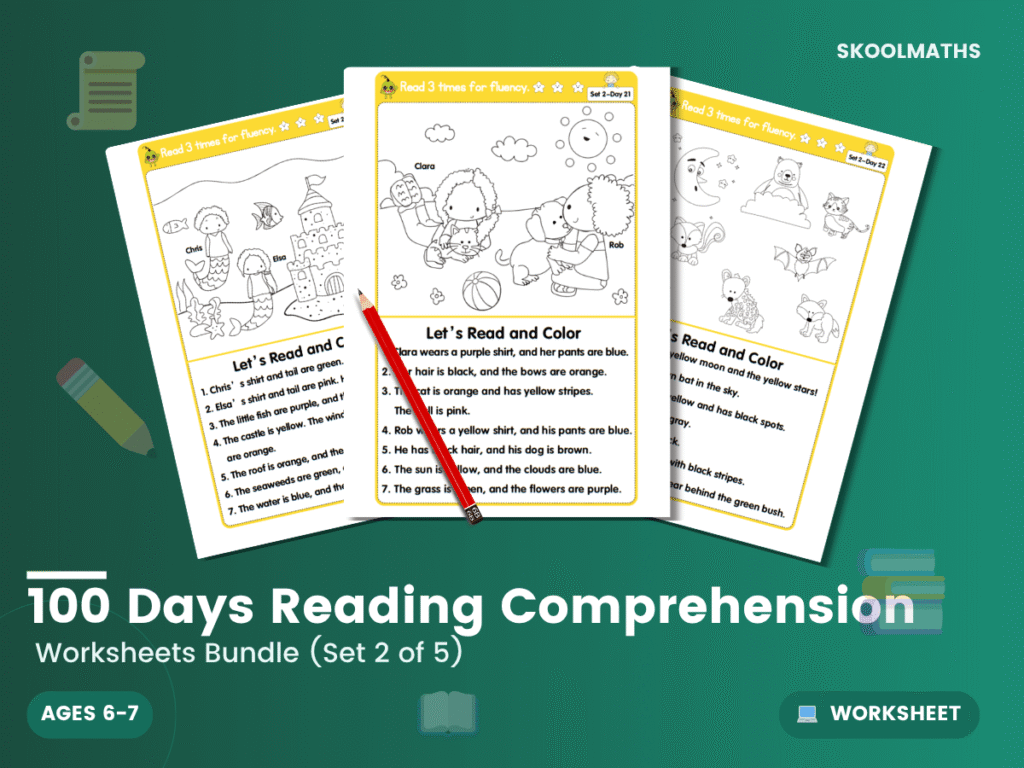 100 Days of Reading Comprehension Set 2: Year 1 Literacy & Phonics Activities