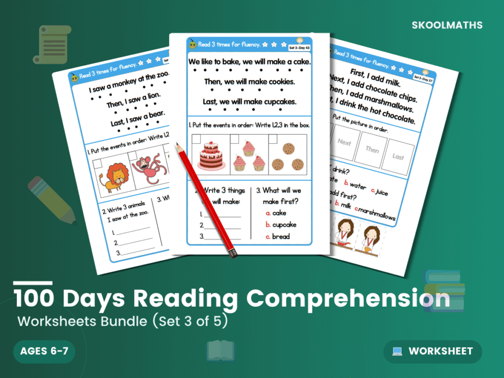 100 Days of Reading Comprehension Set 3: Year 1 Literacy, Fluency & Retrieval Activities