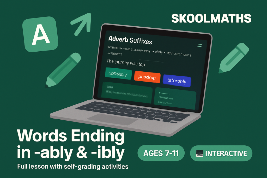 Words Ending in -ably and -ibly: KS2 English Interactive SPaG Lesson