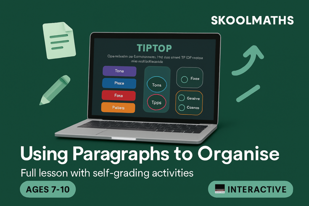 Using Paragraphs to Organise Ideas — Interactive Lesson (Ages 7–9)