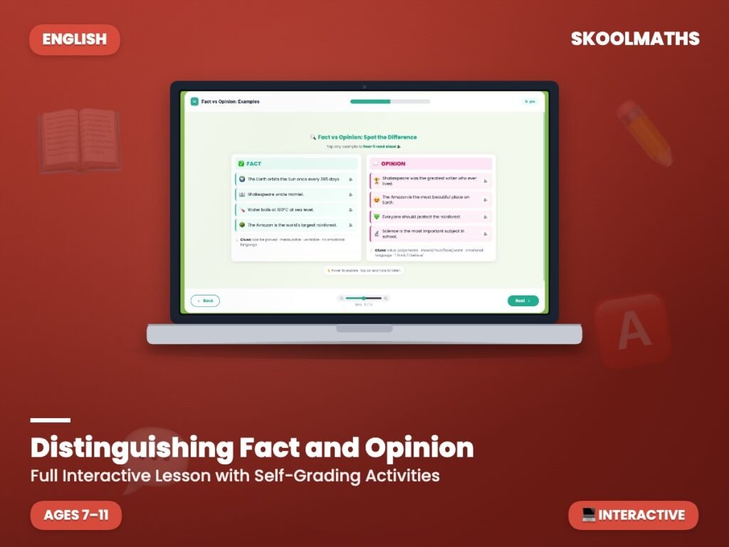 Distinguishing Fact and Opinion — Reading Comprehension (Ages 7–11)