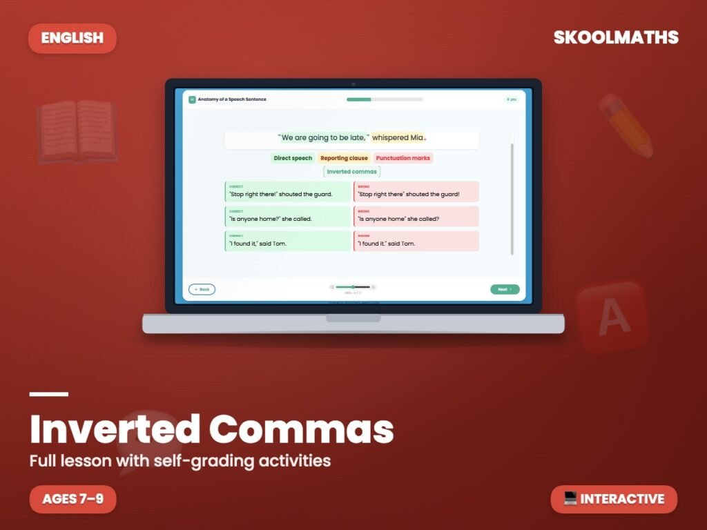 Inverted Commas for Direct Speech — Interactive Lesson (Ages 7–9)