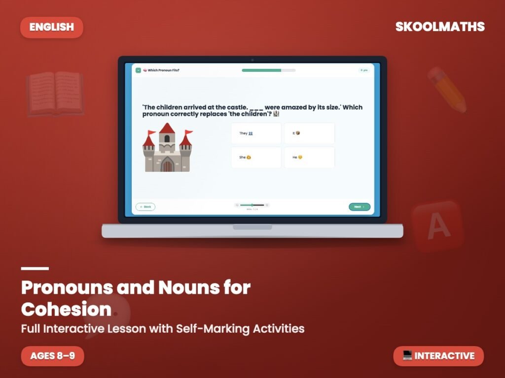 Pronouns and Nouns for Cohesion — Interactive Lesson (Ages 8–9)