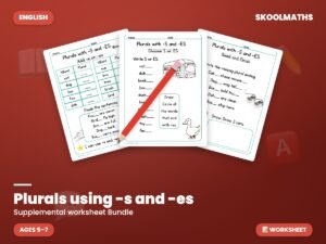 Plurals using -s and -es — Worksheet Packet (Ages 5–7)