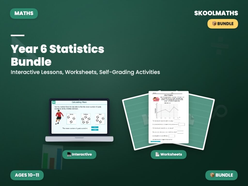 Year 6 Statistics Bundle – Interactive Lessons, Worksheets, Self-Grading Activities