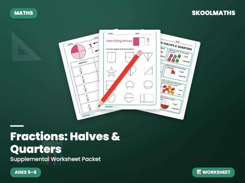 Year 1 Fractions: Halves & Quarters — Free Worksheet preview