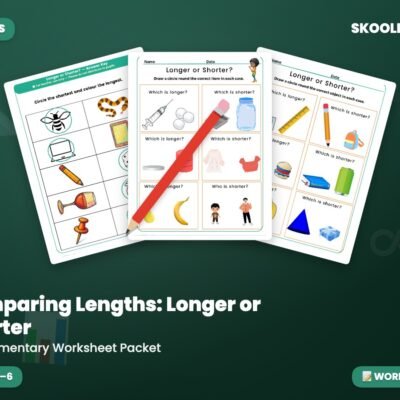 Comparing Lengths: Longer or Shorter — Worksheet (Ages 5–6)
